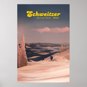 Póster Cartel de viaje del resort de montaña Schweitzer