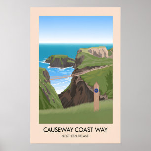 Póster Cartel de viaje del sendero Causeway Coast Way