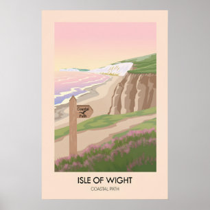 Póster Cartel de viaje del sendero costero de la Isla de 