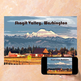 Póster Cartel de viaje del Skagit Valley WA Farm Mount Ba