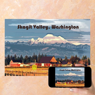 Póster Cartel de viaje del Skagit Valley WA Farm Mount Ba
