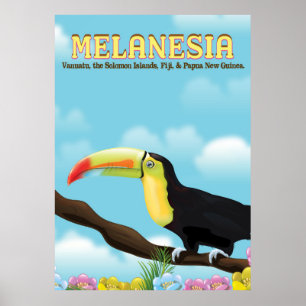 Póster Cartel de viaje del tucán de Melanesia
