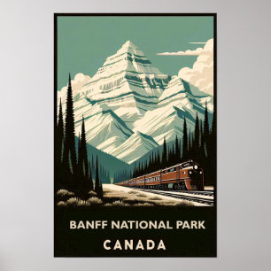 Póster Cartel de viaje del Vintage Banff National Park Ca