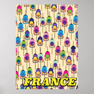 Póster Cartel de viaje en bicicleta por Francia