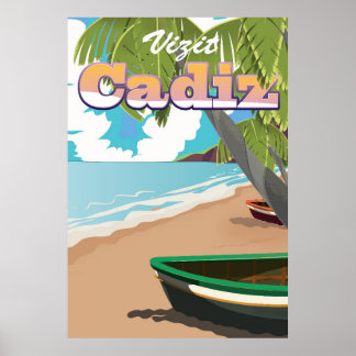 Póster Cartel de viaje en Cádiz España.