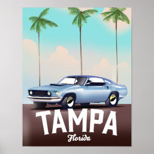 Póster Cartel de viaje en coche a Tampa Florida