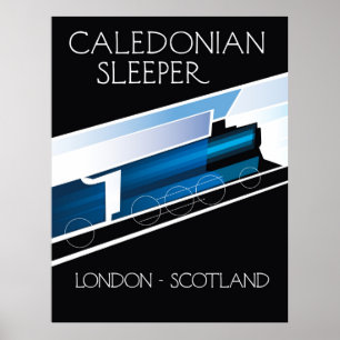 Póster Cartel de viaje en Escocia del Caledonio Sleeper L