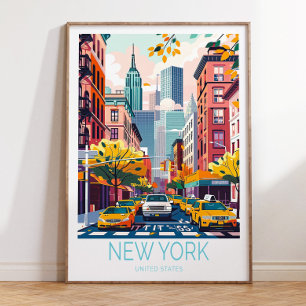 Póster Cartel de viaje en la ciudad de Nueva York, Estado