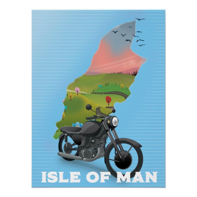 Póster Cartel de viaje en moto de la Isla de Man (Anverso)