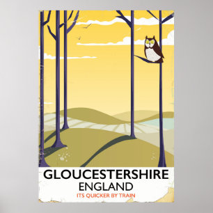 Póster Cartel de viaje en tren de Gloucestershire, Inglat