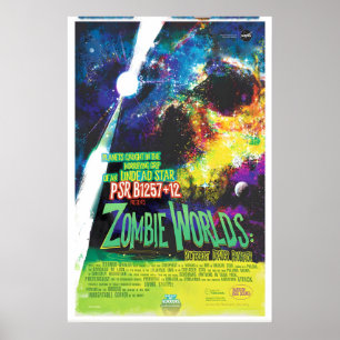 Póster Cartel de viaje espacial de NASA de Mundos Zombie