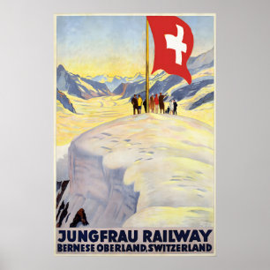 Póster Cartel de viaje Ferrocarril de Jungfrau. Oberland