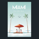 Póster Cartel de viaje florido de Miami Beach<br><div class="desc">Cartel de viaje florido de Miami Beach</div>