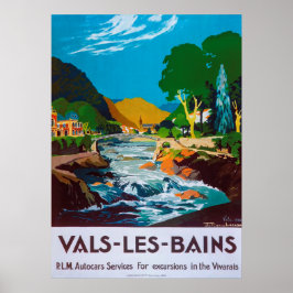 Póster Cartel de viaje francés Vals-les-Bains de 1930