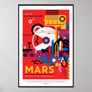Póster Cartel de viaje futuro de la NASA - Visita el plan