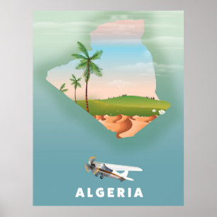 Póster Cartel de viaje ilustrado de Argelia.