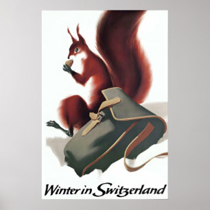 Póster Cartel de viaje -Invierno en Suiza- Deportes Esquí
