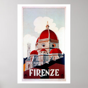 Póster Cartel de viaje italiano de Florencia Vieja