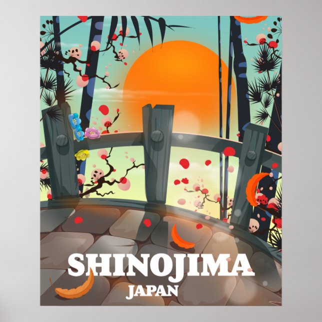 Póster cartel de viaje mapa de Shinojima (Frente)