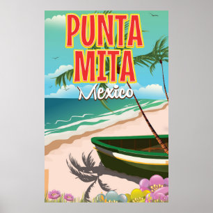 Póster cartel de viaje mexicano Punta Mita