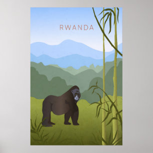 Póster Cartel de viaje minimalista de Ruanda