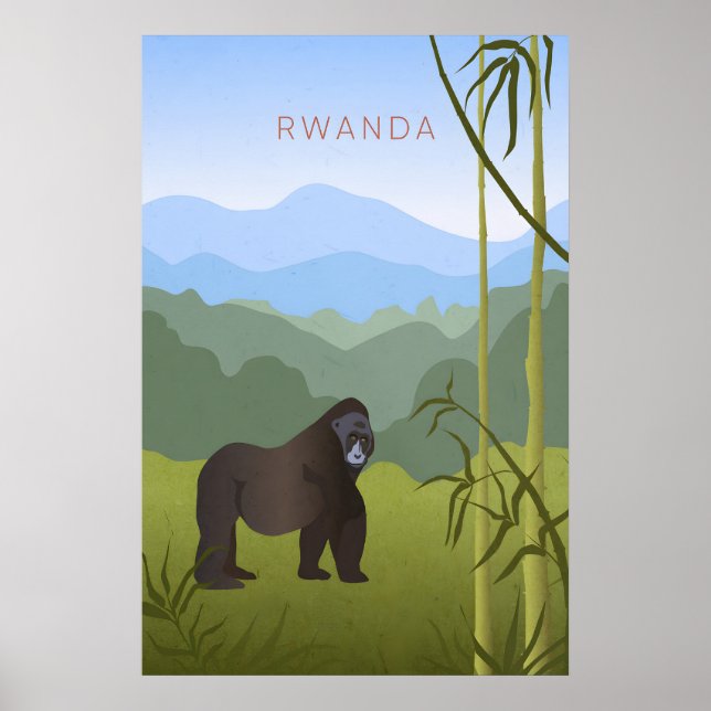 Póster Cartel de viaje minimalista de Ruanda (Frente)