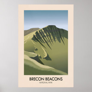 Póster Cartel de viaje moderno del Parque Nacional Brecon