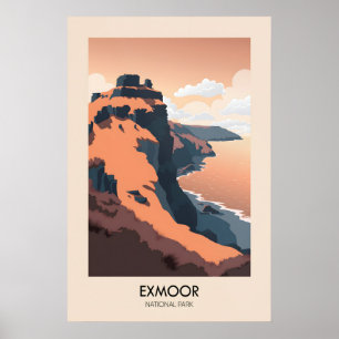 Póster Cartel de viaje moderno del Parque Nacional Exmoor