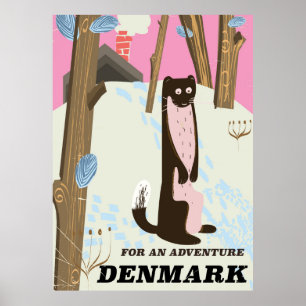Póster cartel de viaje paisaje de dibujos animados vintag