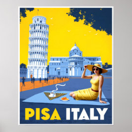 Póster Cartel de viaje para Pisa, Italia