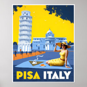 Póster Cartel de viaje para Pisa, Italia