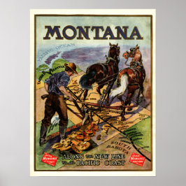 Póster Cartel de viaje por ferrocarril de Montana