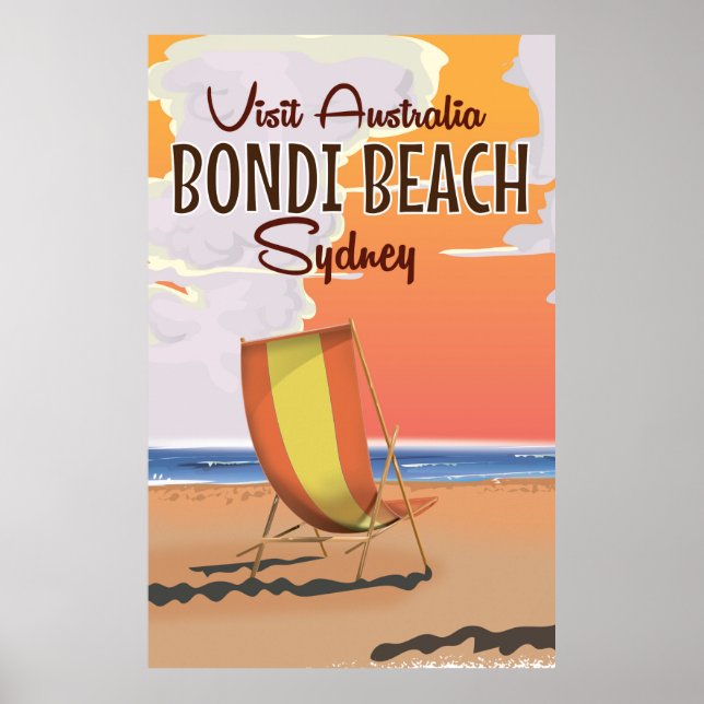 Póster Cartel de viaje retro de Bondi Beach (Frente)
