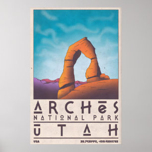 Póster Cartel de viaje retro de Parque Nacional Arches