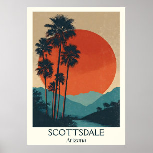 Póster Cartel de viaje retro de Scottsdale Arizona