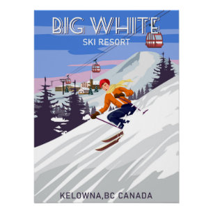 Póster Cartel de viaje Ski Big White resort vintage