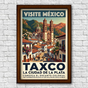 Póster Cartel de viaje Vintage 1960s Taxco, México