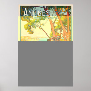 Póster Cartel de viaje vintage Antibes Côte d'Azur Franci