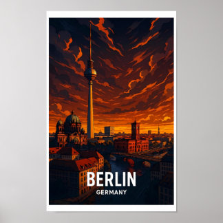 Póster Cartel de viaje vintage Berlín Alemania - Dramátic