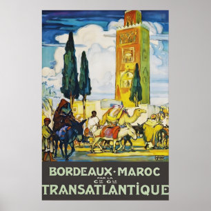 Póster Cartel de viaje vintage Bordeaux Marruecos