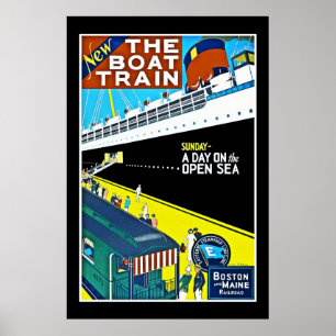 Póster Cartel de viaje vintage Boston Maine Railroad