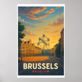 Póster Cartel de viaje vintage Bruselas Bélgica