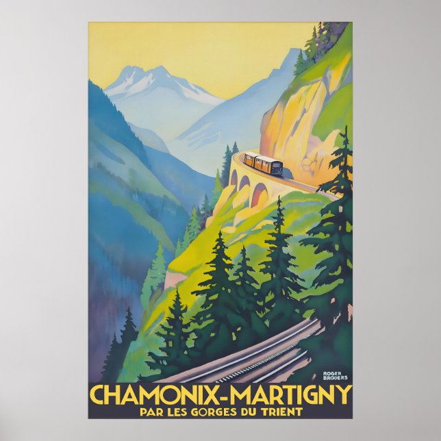 Póster Cartel de viaje vintage Chamonix Martigny (Frente)