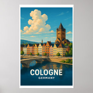 Póster Cartel de viaje vintage Colonia Alemania - Colorid