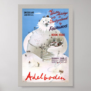 Póster Cartel de viaje vintage de Adelboden Suiza