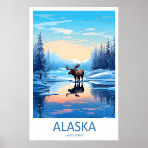 Póster Cartel de viaje vintage de Alaska Parque Nacional