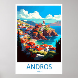 Póster Cartel de viaje vintage de Andros Esquí Parque Nac