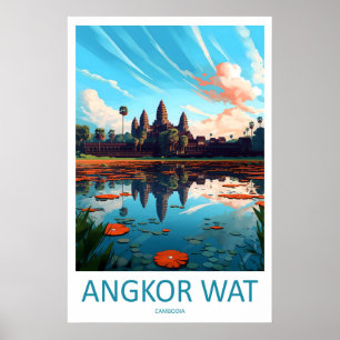 Póster Cartel de viaje vintage de Angkor Wat Parque Nacio