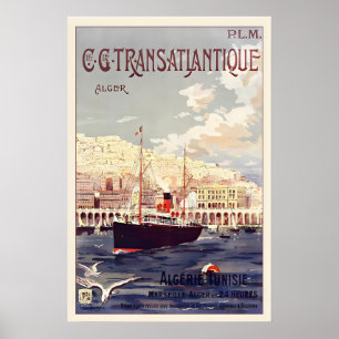 Póster Cartel de viaje vintage de Argelia Túnez - Enmarca