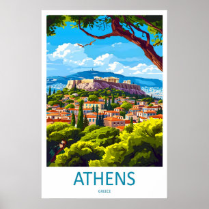 Póster Cartel de viaje vintage de Atenas Parque de esquí 